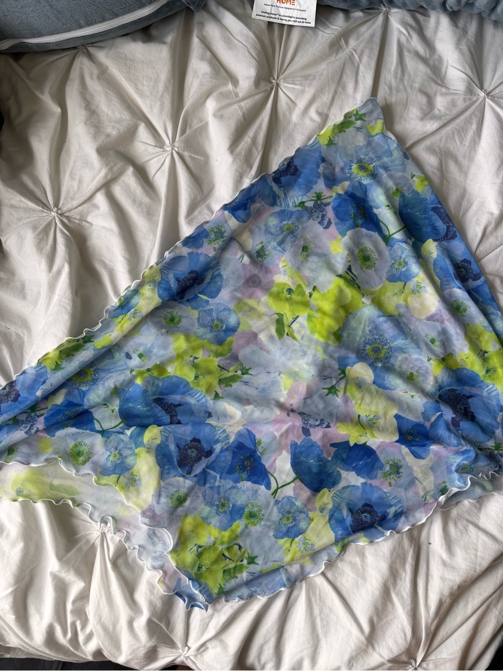 aerie Sheer Blue Floral Swim Sarong with Lime Accents